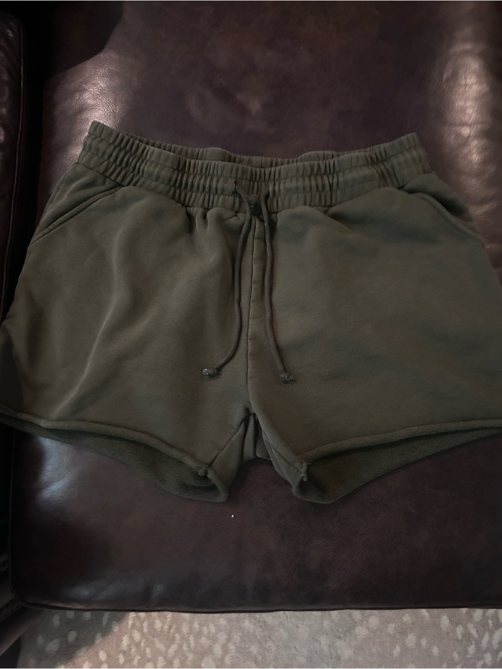 Men's Olive Green Athletic Drawstring Shorts